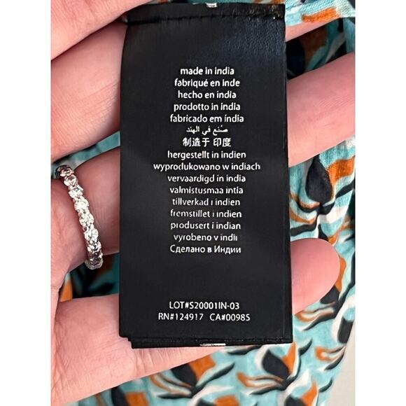 Diane Von Furstenberg x Onia Button Down Printed Blue Maxi Dress Side Slits XS - Picture 6 of 9